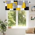 thumbnail image 6 of Abstract Art Valances for Windows, 42 x 18in, Patchwork Black and Yellow Rod Pocket Kitchen Valance Curtain Light Filtering Window Treatments for Living Room Bedroom, 1 Panel, 6 of 7