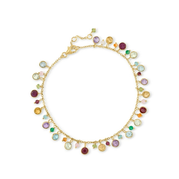 Ross-Simons 13.50 ct. t.w. Multi-Gemstone Anklet in 18kt Gold Over Sterling, Women's, Adult