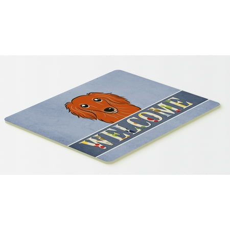 UPC 638508000057 product image for Longhair Red Dachshund Welcome Kitchen or Bath Mat 20x30 BB1400CMT | upcitemdb.com