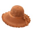 thumbnail image 1 of Summer Hat Hollowed-out Sun Protection Ruffled Edge Large Brim Sweet Bow Lady Sun Cap for Dating, 1 of 10