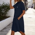 thumbnail image 6 of Summer Dress for Women Trendy Button Down Shirt Dress Faux Denim Jean Short Sleeve Casual Dress with Pockets (XL, Dark Blue), 6 of 8