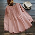 thumbnail image 2 of CHOK Hauts pour Femmes Liquidation Mode Été Décontractée Ample Lin Manches Longues Col Rond Blouse en Solde, 2 of 5