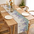 thumbnail image 3 of Table Runner 60 Inches Long for Kitchen Dining, Wisteria Dresser Scarf Farmhouse, Dining Table Decorations for Wedding/Parties, Purple Flowers Leaves Butterflies Plants Spring Beige 13 x 60 In, 3 of 8