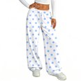 thumbnail image 6 of Hearthz Pajama Pants for Women Drawstring Wide Leg Polka Dot Womans Lounge Pants Baggy Soft Comfy Lightweight Womens Sleep Pants, 6 of 7
