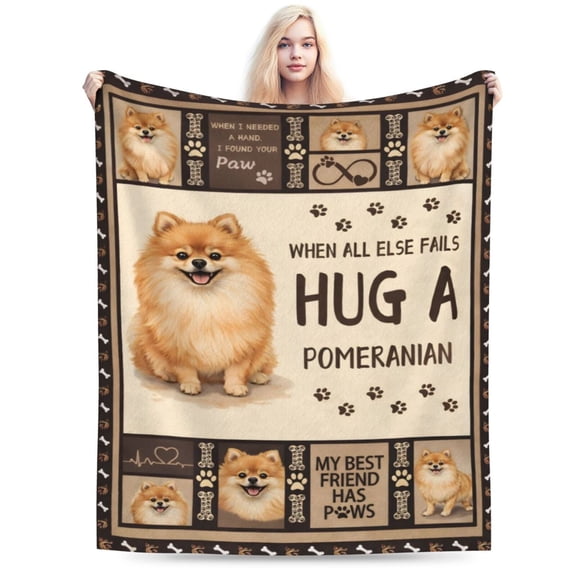 Pomeranian Lover Blanket Gift Cute Pomeranian Dog Pattern Throw Blanket Cozy Soft Home Decor Gift for Women Dog Lovers 50x40