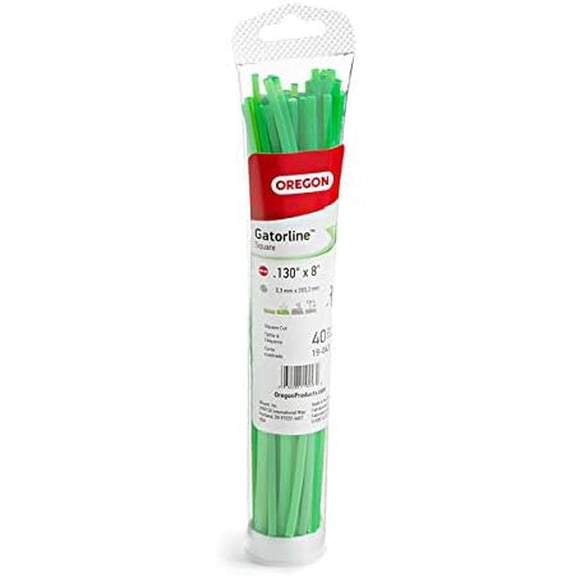 Trimmer Line - 19-043 - Green Gatorline - Square - .130" Gauge, Pre-Cut, 40 Pieces, 8" per Piece