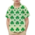 thumbnail image 6 of Favoffer Big Kid Boys Girls Button-Up Shirt Spring Summer St. Patrick's Day Print Pocket Breathable Collared School Uniform Top for School Daily Home Holiday Sizes 2-15Y, 6 of 7