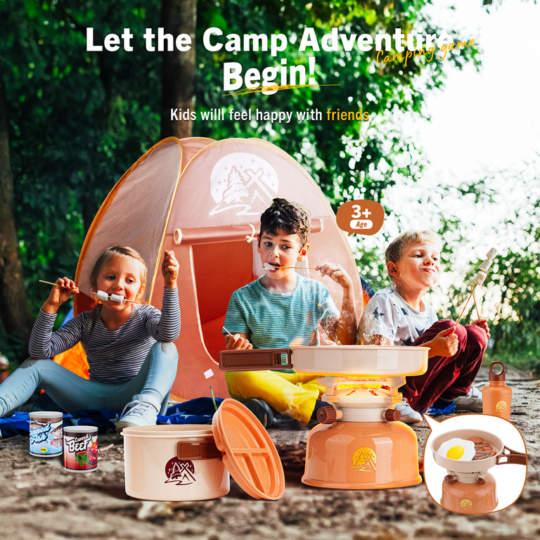 Welltop Pretend Camper Play Tent Set, Indoor Outdoor Pop-up for