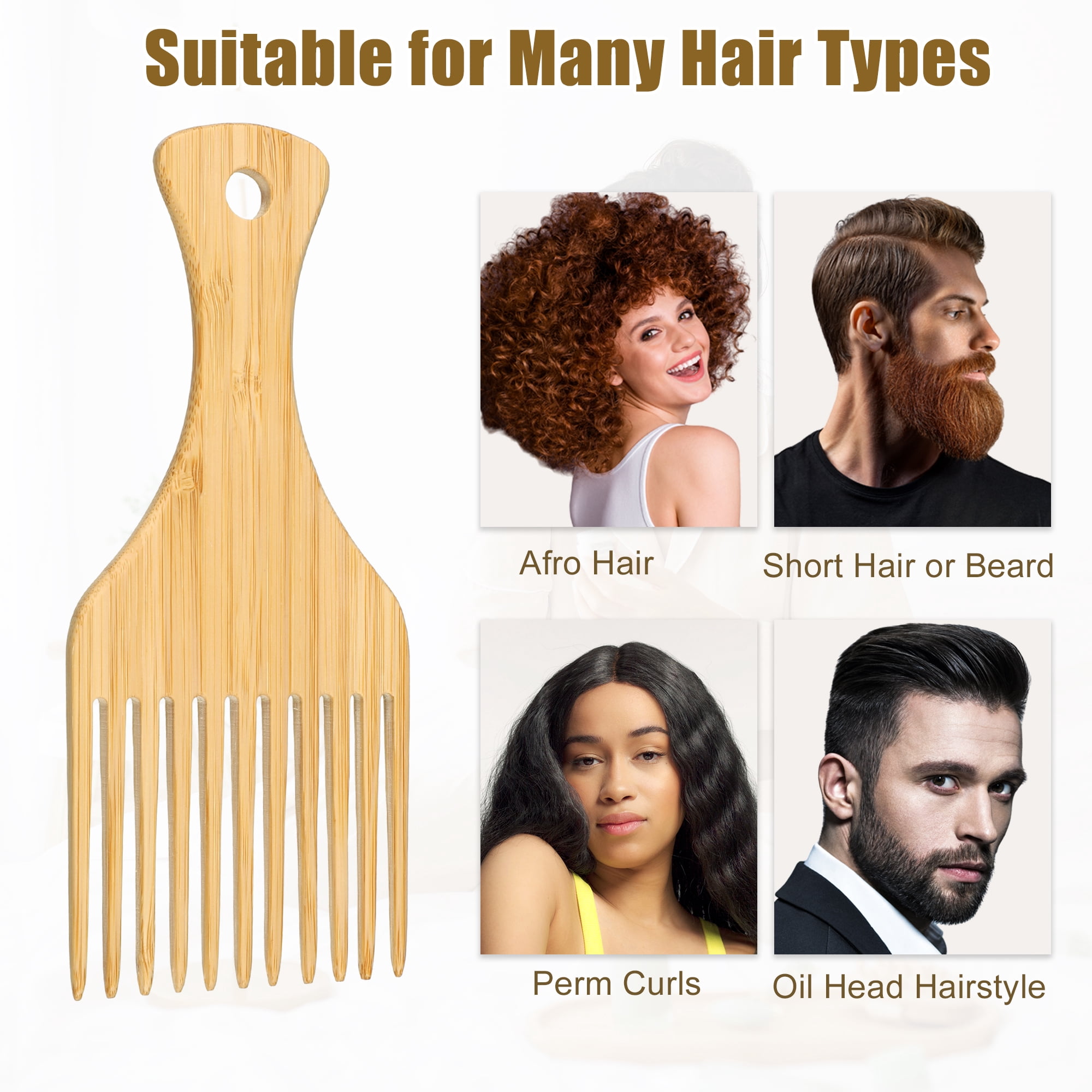 Unique Bargains Wood Afro Hair Pick Combs For All Hairs 7.17"x3.07" 2 Pcs