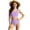 Purple, variant on Girls One Shoulder One Piece Swimsuit with Side Cutout, Army Green Chlorine Resistant Bathing Suit for Teens Size 8-16,Size 10-11T