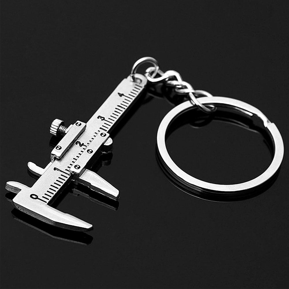 BENBOR Zinc Alloy Keyring Mini Simulation Slide Ruler Vernier Caliper Model Key Chain Key Ring Gift 