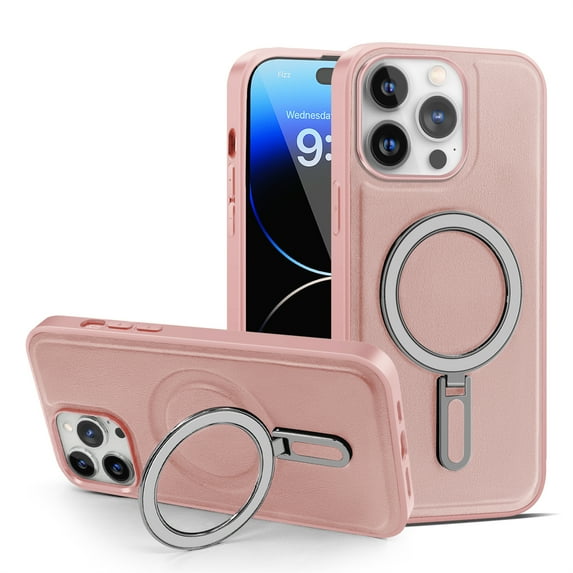 Jiahe Cover for iPhone 12 Pro Max, Case with Magnetic Invisible Stand,Compatible with MagSafe,Slim Shockproof Anti-Scratch Protective Ring Holder Case Cover, pink