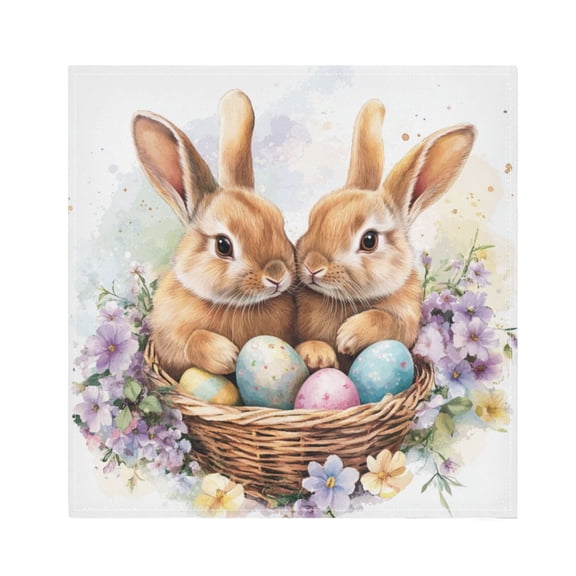 Satin Napkin Square 20 Inches Soft Smooth Decorative Napkins for Party Wedding Banquet and Dinner Two Bunnies