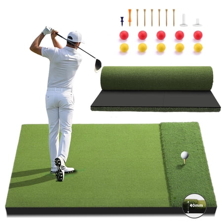 Dual-turf Golf Mat: 5x4ft 40mm-50mm Thickened For Backyard Driving Range Indoor & Outdoor Practice Hitting Swing Chipping Ideal Gifts Men Dad