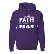 Wild Bobby, Faith Over Fear Psalm 118:6 White , Inspirational/Christian, Unisex Graphic Hoodie Sweatshirt, Purple, X-Large