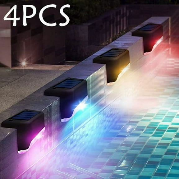 4 PCS Solar Pool Side Lights，Color Changing Waterproof Light up Swimming Pool Accessories Night Lights for Stairs,