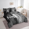 thumbnail image 3 of Manfei Retro Oil Painting Twin Bedding Sets 7pcs, Abstract Watercolor Art Bedding Comforter Set, Black Gray Ombre Sheet Sets, Ultra Soft Home Decor, 3 of 8
