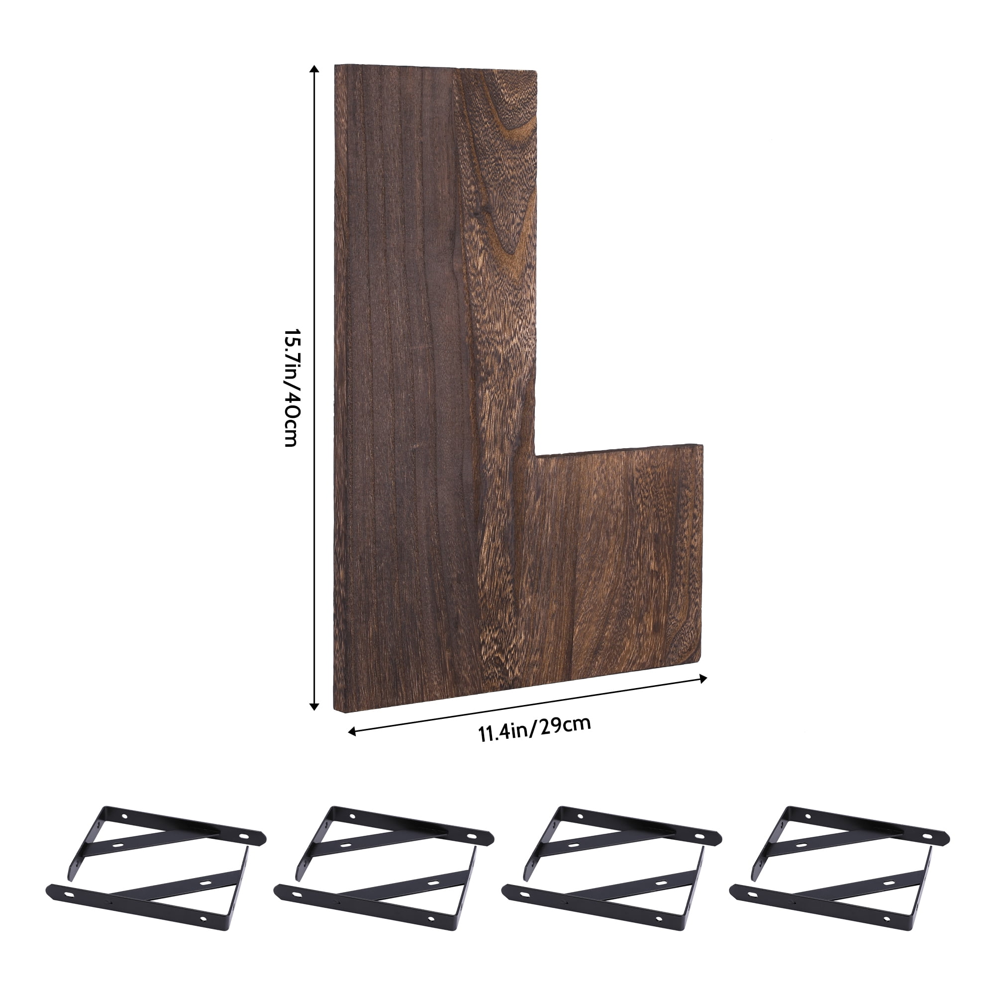 REGALWOVEN Wood Floating Shelves Set of 4, Wall Mounted Shelves for Bathroom and Kitchen Wall Decor Dark Brown 16*11.4in