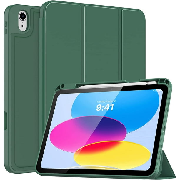 iPad 10e Génération Cas avec Porte-Crayon iPad 10,9 Pouces Cas 2022, Soft  TPU Smart Stand Dos Cas de Couverture