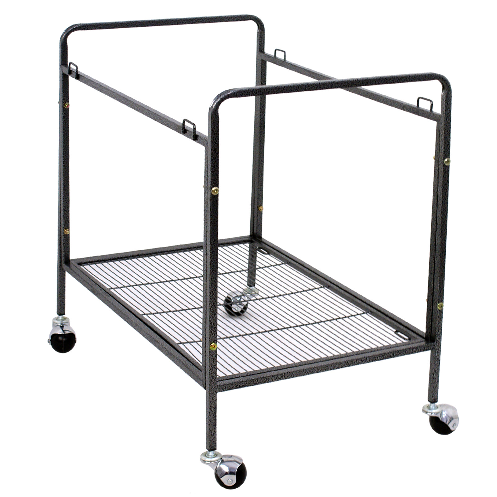 LINJH 53-inch Bird Cage w/Rolling Stand & Storage Shelf Large Wrought Iron Parrot Cage-Black