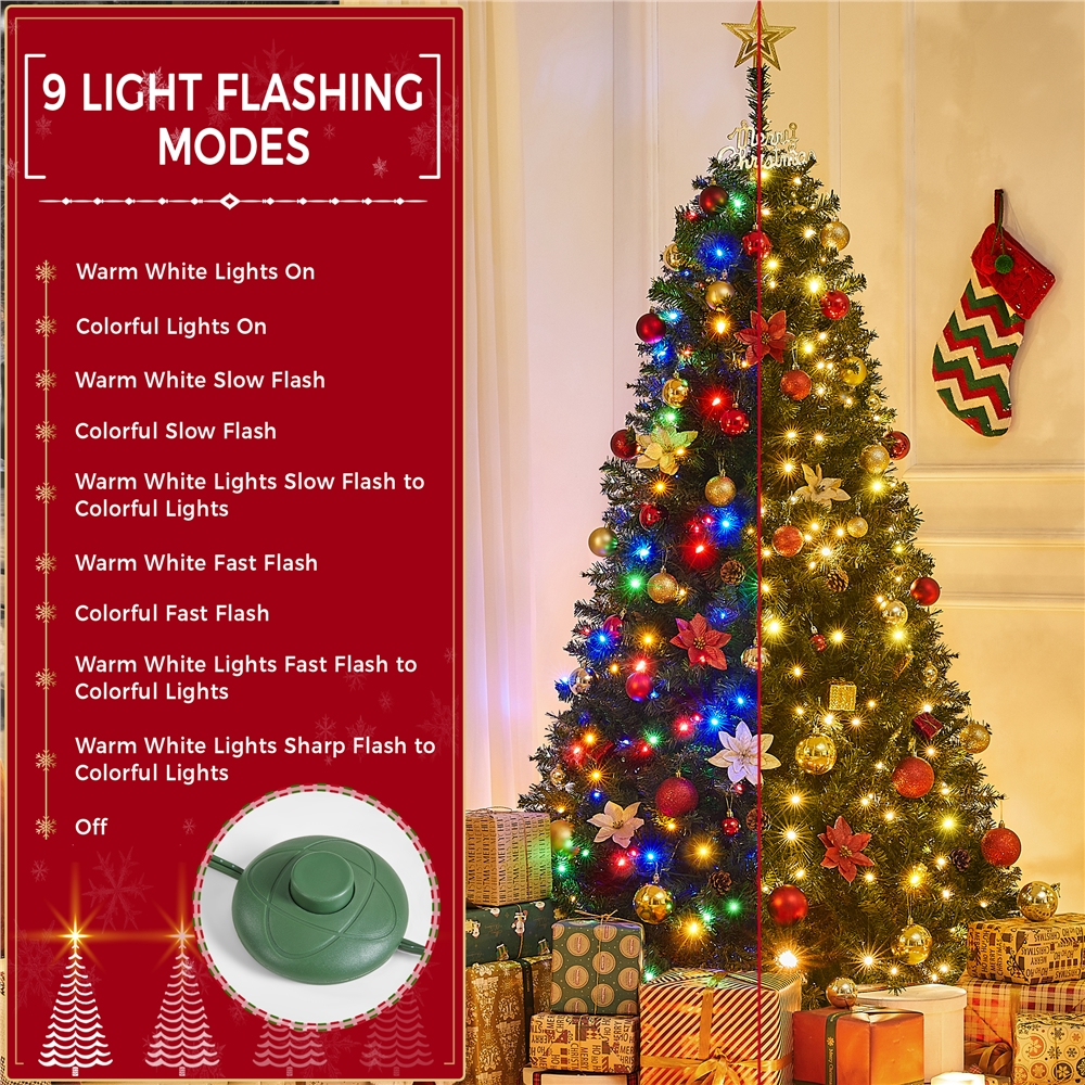 Alden Design 6ft Pre-lit Spruce Artificial Christmas Tree with 300 LED Lights, Green
