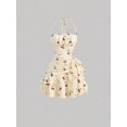 thumbnail image 5 of Yellow 2 Gingham Daisy Print Ruched Halter Dress With Tiered Ruffle Skirt, 5 of 29