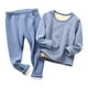 thumbnail image 1 of Wancir - Conjunto de ropa interior térmica para niños y niñas (2 piezas, cuello redondo, parte superior e inferior), pijama cálido para niños pequeños, 1 of 3