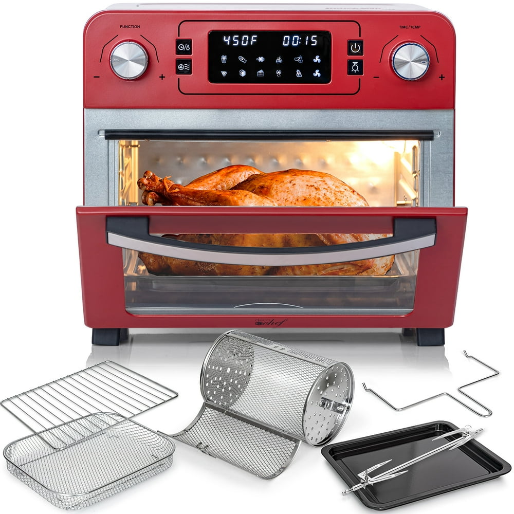 Deco Chef 24 QT Red Stainless Steel Countertop 1700 Watt Toaster Oven