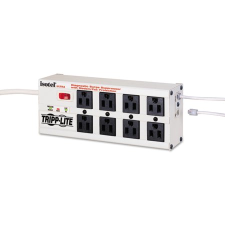 Ultra 8 Outlets Surge Suppressor - Tripp Lite Isobar Metal Surge Suppressor, 8 Outlets, 12 ft Cord, 3840 Joules, Light Gray
