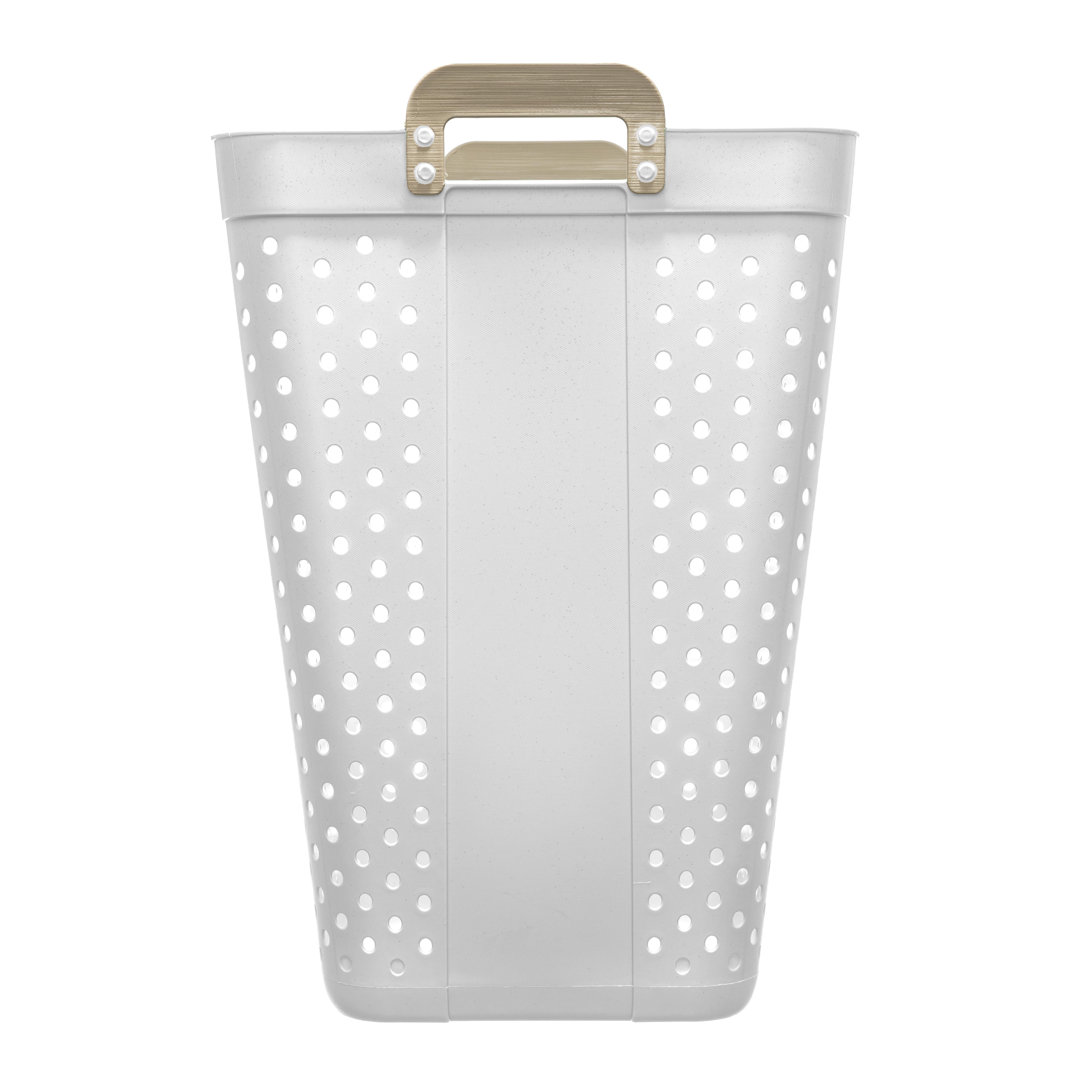 (2 pack) Mainstays Plastic Laundry Hamper, Large Square, Flexible & Breathable, Carrying Handles, White, 2 Pack