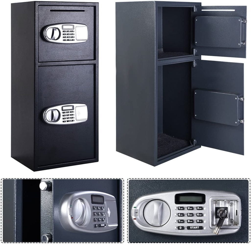 JayDAYon Double Door Digital Safe Depository Drop Box Safes Cash Office