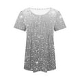 thumbnail image 4 of Tnhcen Women's Casual Loose Fit Short Sleeve Ruffled Front Blouse | Gradient Color Summer Tops | Stretchy Breathable (S-2XL) | Daily Wear & Weekend Casual, 4 of 6