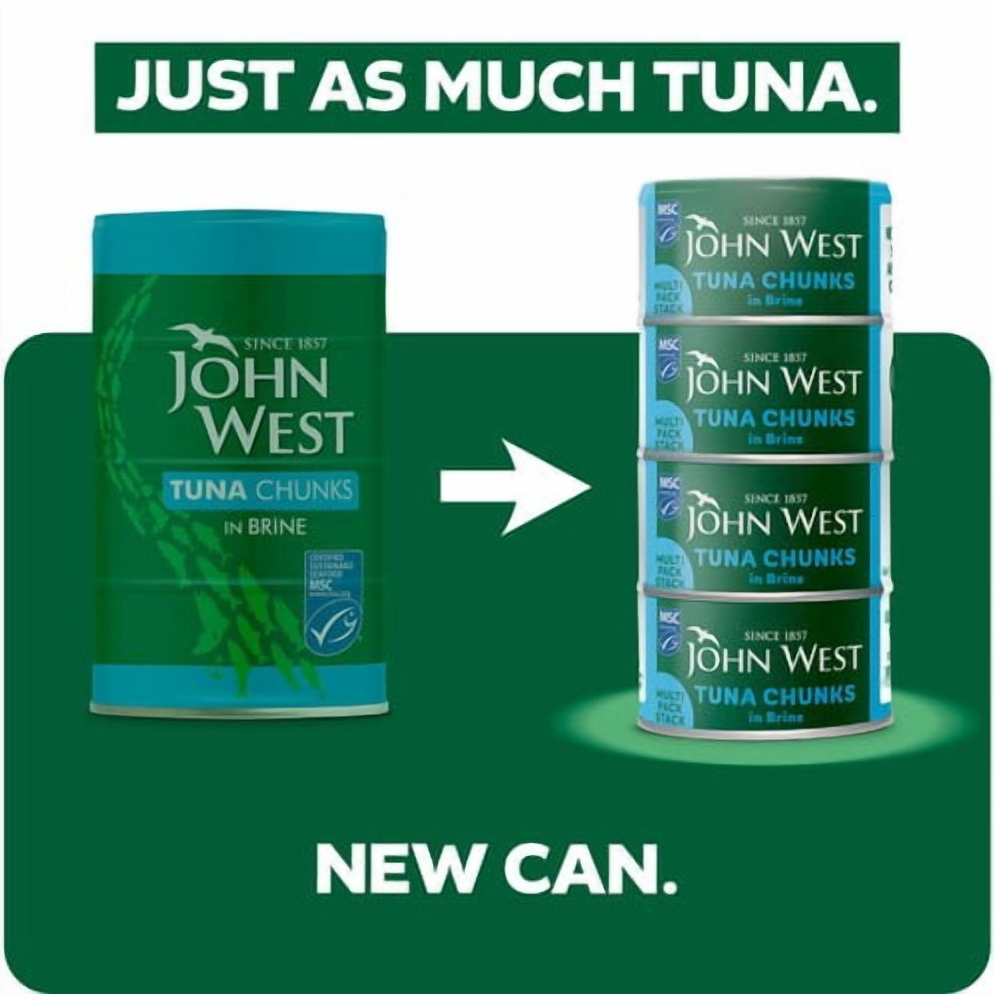 John West Tuna Chunks in Brine MSC 4 x 125g, British Import (Pack of 3)