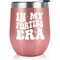 NewEleven “In My Forties Era” Design – 40th Birthday Gift for Women, Mom, Sister, Best Friend - 12oz Stainless Steel Wine Tumbler