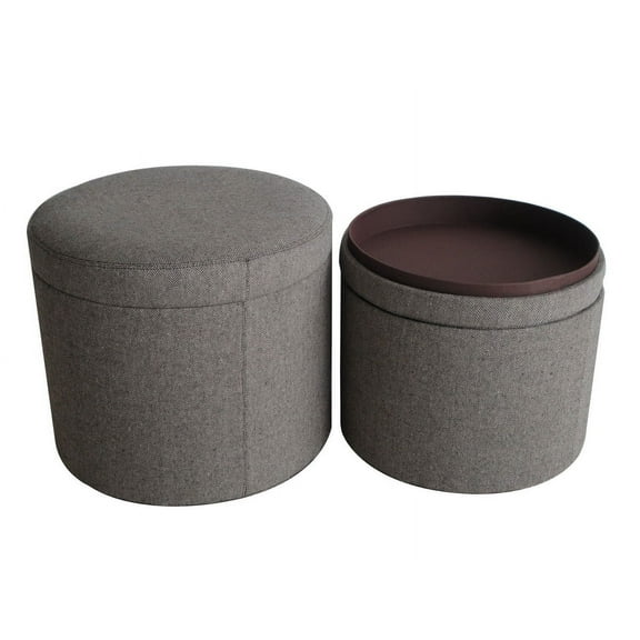 1" x 19" x 19" Gray Tweed Storage  Ottoman