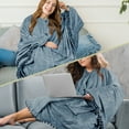 thumbnail image 5 of PAVILIA Angel Wrap Poncho Blanket for Women | Plush Warm Wearable Blanket Gift, Fleece Shawl Cape with Pom Pom Fringe and Pockets, Cozy Gifts for Women (Dusty Blue), 5 of 7