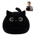 thumbnail image 1 of Almohada De Felpa De Gato Xtellar Negro, Almohada De Sofá Con Diseño, 1 of 4