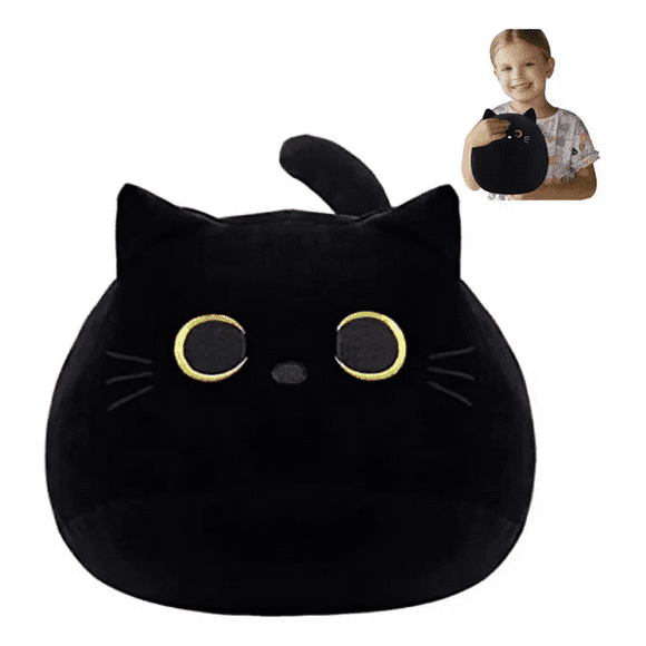 Almohada De Felpa De Gato Xtellar Negro, Almohada De Sofá Con Diseño