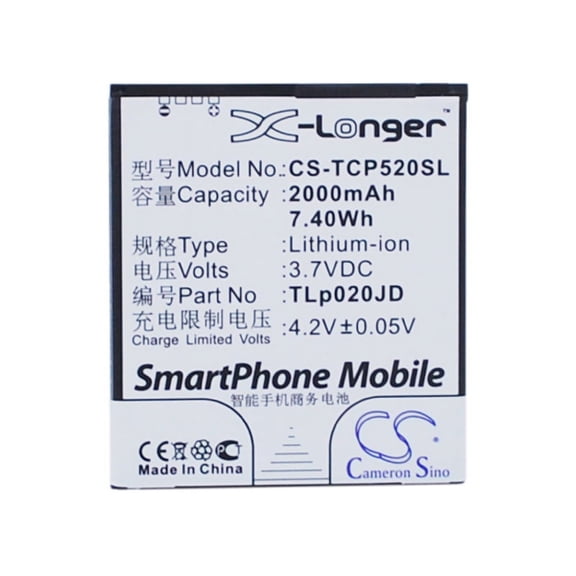 2000mAh TLp020JD Battery for TCL P520L P5181 P518L P5201
