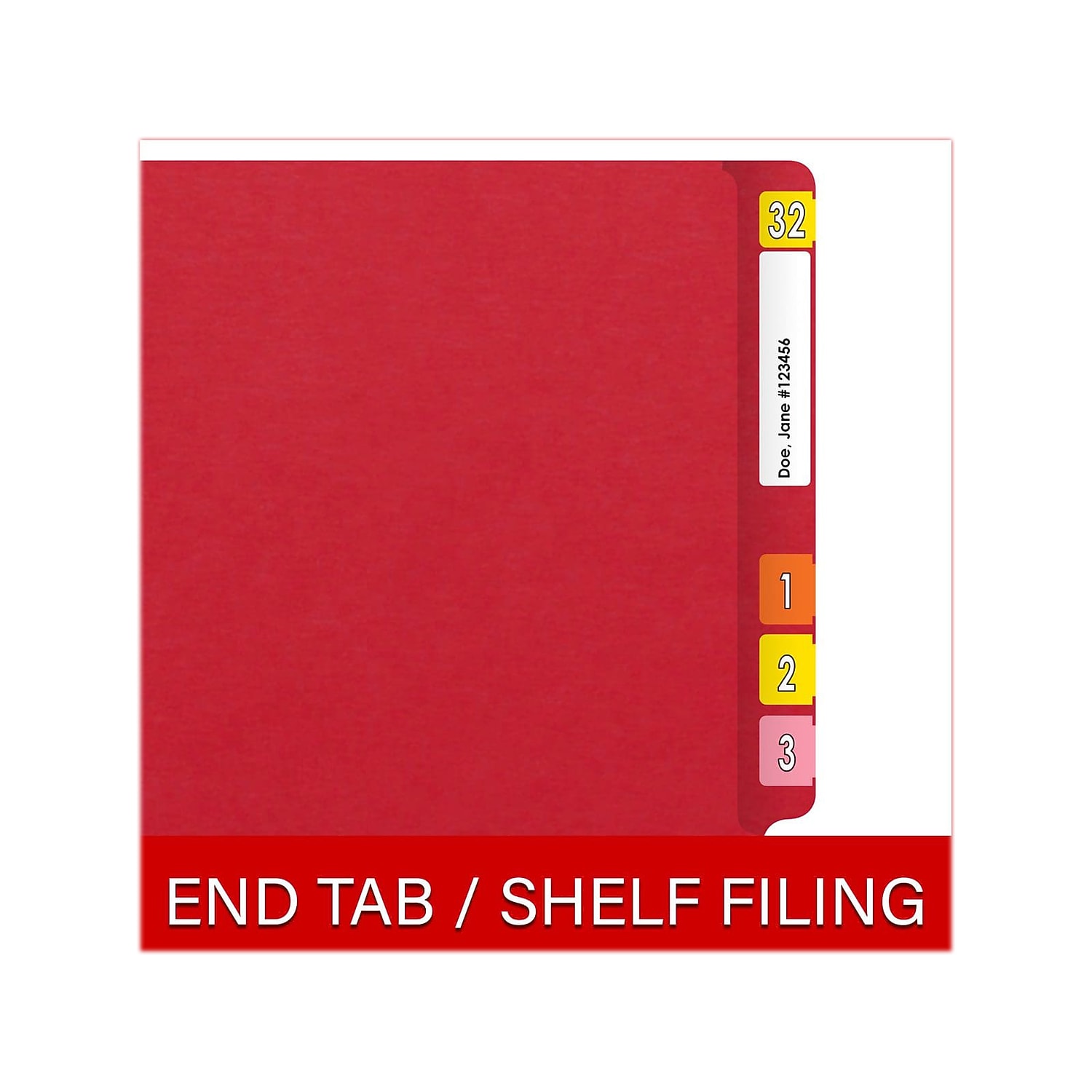 Medical Arts Press Heavy-Duty End Tab File Folder Straight Cut Letter-Size Red 40/Box (S-09458-RED)