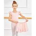 thumbnail image 3 of Oudiya Girls Ballet Leotards Ruffle Sleeve Bow Back Toddler Dance Outfits Leotard with Removable Shinny Skirt Combo 3-11Y, 3 of 9