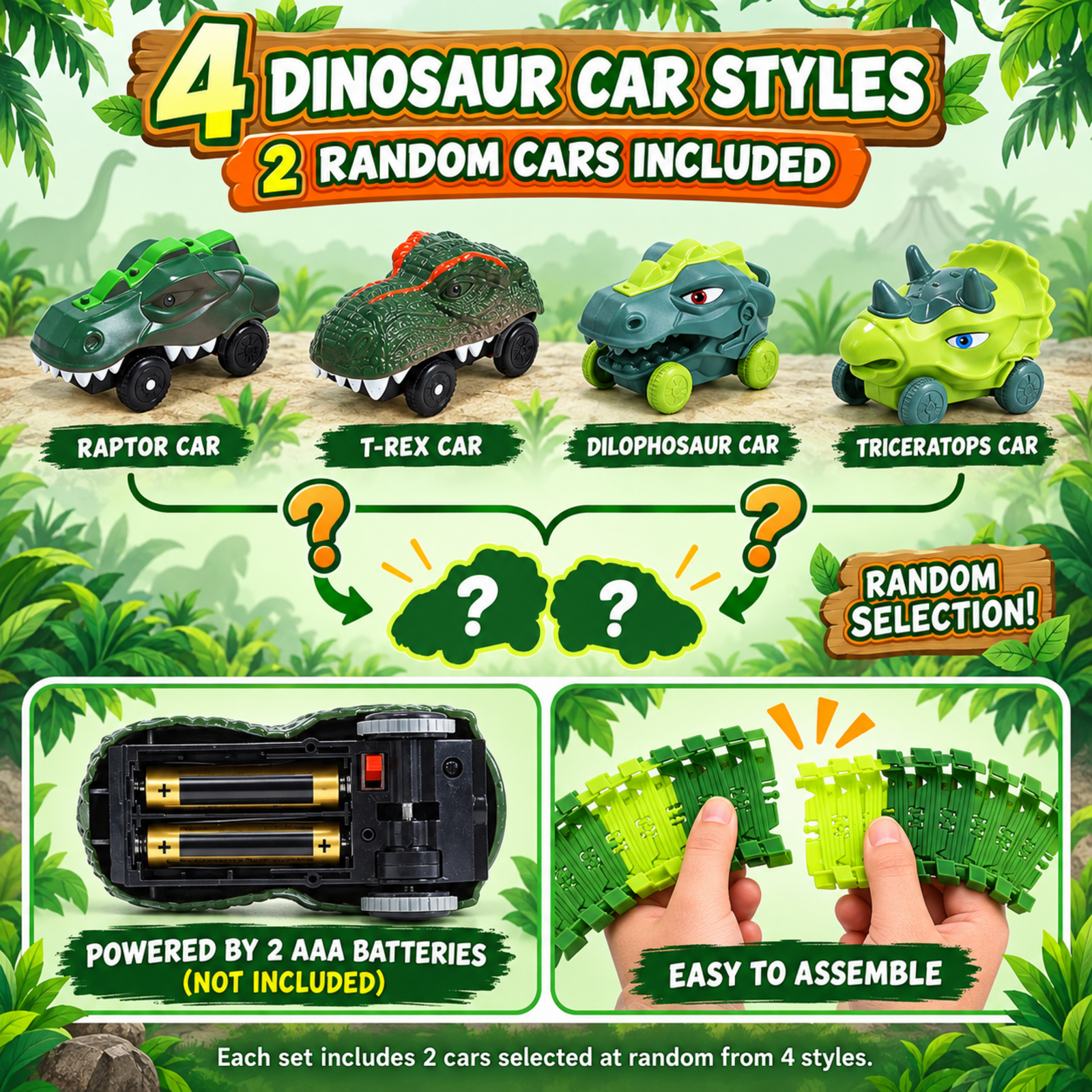 WEFONE Dinosaur Track Toys Flexible Race Track Set photo 2