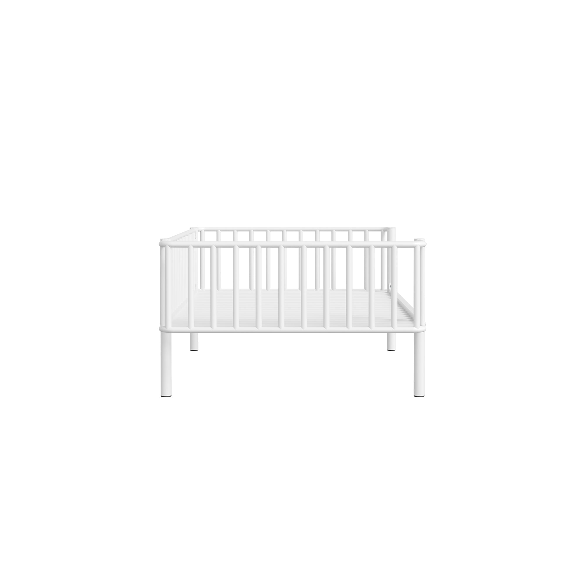 Euroco Metal Twin Size Daybed, Sturdy Metal Sofa Bed with Guardrails, No Box Spring Needed, White