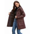 thumbnail image 4 of Women Waterproof Softshell Jackets Warm Fleece Lined Coats with Hood Long Rain Jacket Coffee Color XXXL, 4 of 8