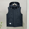 thumbnail image 2 of USNSM (M-5XL) Men's Big and Tall Winter Puffer Vest Hooded Quilted Padded Sleeveless Vest Casual Warm Pockets Zip Up Jacket Outerwear Blue XL, 2 of 3