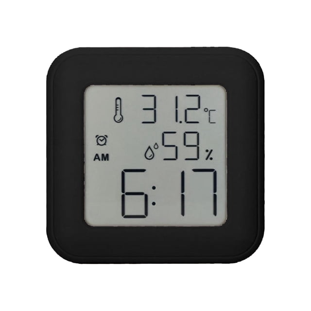 Reloj despertador digital Termómetro Higrómetro Calendario con pilas Temperatura Escritorio Fecha y hora portátil Reloj LCD para habitación de bebé Negro Sunnimix reloj despertador digital