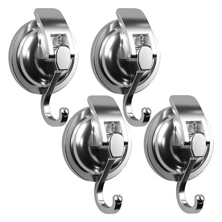 

4Pack Suction Cup Hooks Heavy Duty Powerful Hooks Vacuum Suction Shower Hooks Reusable Without Punching Waterproof Wall Bathroom Kitchen Restroom - Silver