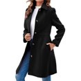 thumbnail image 2 of LANGWYQU Turn-Down Collar Long Sleeved Women Solid Jacket Trench Coat, 2 of 5