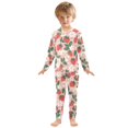thumbnail image 3 of Dailycode Cotton Pajama Set Snug Fit Long Sleeve Top and Pants for 18M-8Y Strawberries Flowers Leaves, 3 of 7