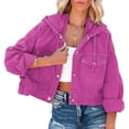 thumbnail image 3 of Chaqueta con capucha de moda para mujer Nikou Cierre de botón hombros caídos, 3 of 6